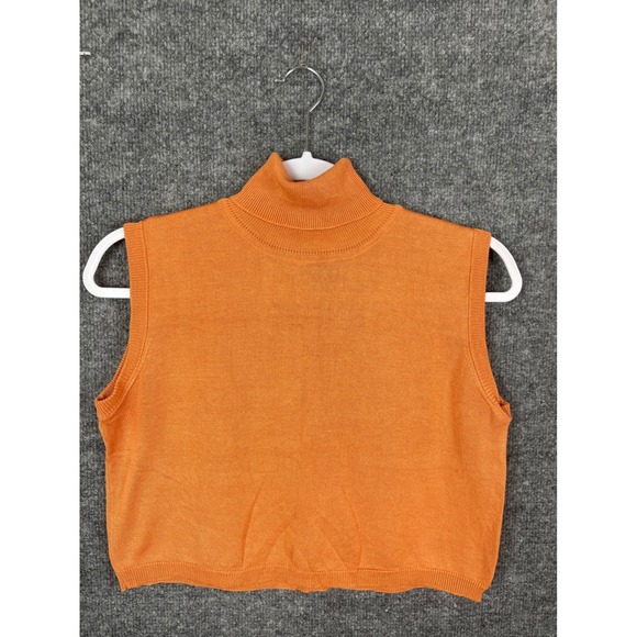 Unbranded Sweaters - Orvis Sleeveless Turtleneck Sweater Vest Women L/XL Orange Excellent Cropped